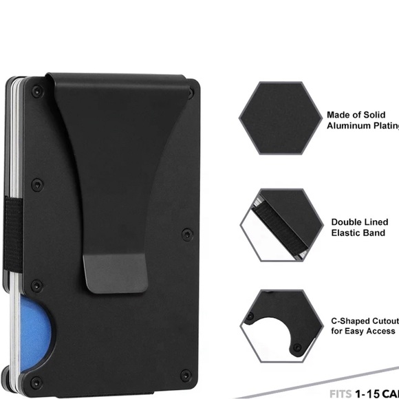 ✨✨BRAND NEW Mens Slim Wallet Minimalist RFID Blocking Money Clip Carbon … - Picture 3 of 6